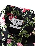 TUNEVUSE Mens Flower Shirt Short Sleeve Casual Floral Print Button Down Hawaiian Shirt 100% Cotton Pink Floral Print X-Large