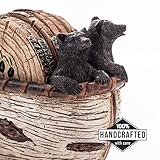 Bear Coasters Set of 6 Full Size Rustic Coasters in Handmade Canoe with Adorable Black Bear Figurines | Black Bear Log Cabin Decorations, Rustic Lodge Decor for The Home