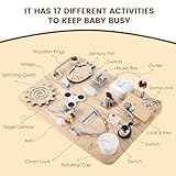 Pithfor Wooden Montessori Busy Board for 1 2 3 4 Year Old, Montessori Sensory Activity Board Toys for Kids Toddler Baby Boys Girls, for Autism & ADHD Motor Skills