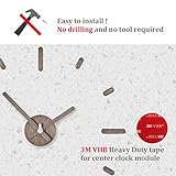 Presentime & Co Large Frameless DIY Wall Clock for Modern Home/Office Decoration, Silent no Ticking, Light Gray Oak Style. Wall Décor for Living Room, Dining Room, Kitchen, Bedroom, Class Room.