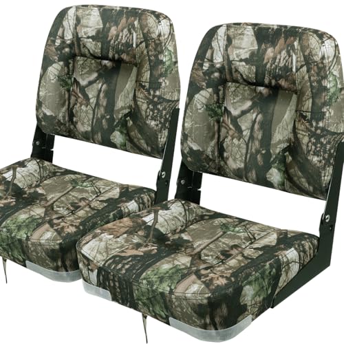 Seamander Low Back Boat Seats, Folding Boat Seats With Stainless Steel Screws,Aluminum Hinges&Padded,Fishing Boat Seat, Multiple Color Options (2-Pack)