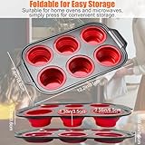 Silicone Muffin Pan, 6 Cups Muffin Pans with Metal Frame Nonstick Press to Easily Pop Out for Baking Homemade Muffins, Breads, Cupcakes, Egg Bites, BPA-Free Silicone Muffin Tin Cupcake Pan Mold