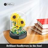 2 Flowers Bouquet Sunflowers - Rose Building Kit Not Compatible with Lego, Creative Bonsai Tree Succulents Plant Blocks with LED Light, Botanical Collection Home Office Decor Ideal Gift for Kid