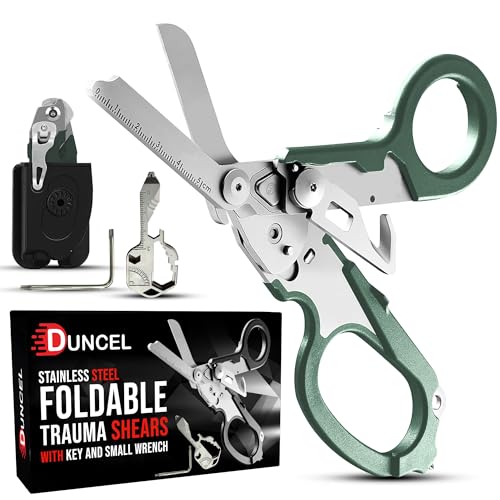 Pro 6-in-1 Multifunctional Trauma Shears Foldable - Stainless Steel Medical Scissors for Nurses - Raptor Trauma Shears with Glass Breaker - Surgical EMT Scissors for Nursing Students & Doctors