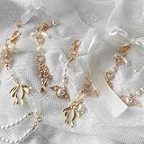 Agromusk Gold Bow Keychain Bag Charms for Women Heart Pearl Beaded Purse Charms Coquette Aesthetic Key Chain Jewelry Elegant Decor Accessories Pendant