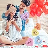 AnyDesign 5Pcs Valentine's Day Conversation Hearts Wooden Table Sign Colorful Heart Wood Tabletop Decoration Love You Be Mine Kiss Me Table Centerpiece Tiered Tray Decor for Wedding Home Shelf Display