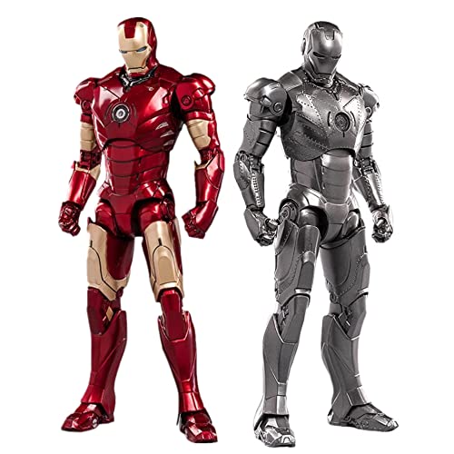 LonullyMege Ironman Action Figures Set 2 Pack Metal Painting All Joints Movable 7 Inch Collectible Model Toys (MK2 & MK3)