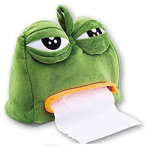 Axgo Sad Frog Feels Bad Man Box Cover Paper Dispenser Tissues Case Home Decor Funny Gift, Green