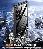 Temdan for Samsung Galaxy S22 Ultra Case,Waterproof Built-in Lens & Screen Protector[Full Body Shockproof][12 FT Military Drop Proof][Dustproof][IP68 Underwater] Case for S22 Ultra 5G 6.8”-Black