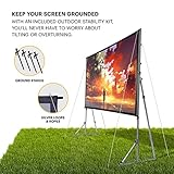 KODAK 150” Dual Projector Screen W/Stand - Fast Fold Gray Rear Projection Backdrop for Outdoor & Indoor Movies with Tripod, Outdoor Stability Kit, & Black Storage Carry Case