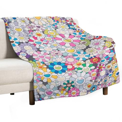 ASRJWLS Takashi Murakami Artwork Poster (42) Bed Flannel Blanket Cozy Plush Lightweight Fleece Throw Blankets All Seasons for Sofa Couch 70"x80"