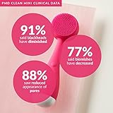 PMD Beauty Clean Mini - Smart Facial Cleansing Device with Silicone Brush & Anti-Aging Massager - Waterproof - SonicGlow Vibration Technology - Clear Pores and Blackheads - Lift,Firm,and Tone Skin