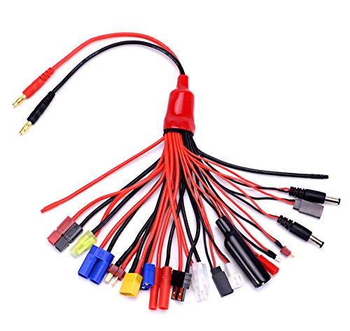 Readytosky 19 in 1 Lipo Battery Charger Adapter Convert Cable Banana Plug to JST/T-Plug/XT60/EC3/EC5/HXT 4mm for RC Car Drone