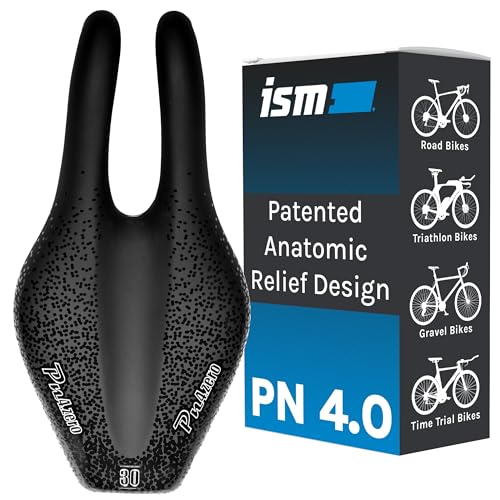 ISM PN 4.0 Narrow Road Bike Seat - Professionally Designed Noseless Bike Seat for All Serious Cyclists - Anatomic Relief Bicycle Saddle with Optimal Leg Clearance and Numbness Elimination