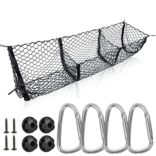 Kakaswise Cargo Net Trunk Bed Organizer,Mesh Storage Net with 4 Metal Hooks,51.1×15.7 Inch Heavy Duty Cargo Net for Trunks,F-150,Dodge RAM Pickup Truck Bed,Truck Accessories Grocery Holder