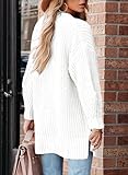 SHEWIN Womens Sweaters Spring Casual Long Sleeve Button Down Open Front Lightweight Cardigan Soft Cable Knit Sweater Winter Clothes for Women B White Large