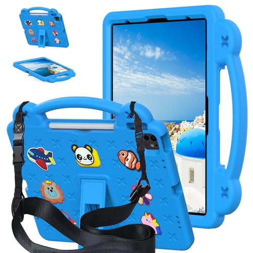 AKABEILA Compatible with Huawei MediaPad M3 Lite S 8.0/Samsung Tab A 8.0 2019 T290/T295/Tab A7 Lite 8.7 T220/T225 2021 Tablet Case, Kids Case with Shoulder Strap & Stand Handle Sky Blue