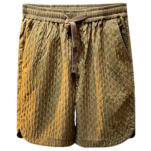 Disimlarl Men's Loose Versatile Shorts Thin Elastic Waist Breathable Shorts Korean Casual Boy Fifth Pants Coffee Color S