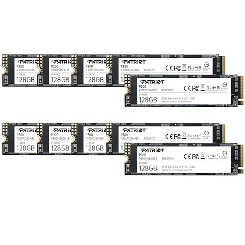 Patriot Memory P300 128GB Internal SSD - NVMe PCIe Gen 3x4 - M.2 2280 - Solid State Drive - 10 Pack