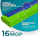 HELOMOR Floor Squeegee Wiper Heads 3-Pack Refill Mop Foam Dual Moss, 16" L For Cleaning Indoor Kitchen Households & Offices Scooping & Drying Water On Wood Parquet Concrete Tile Bathroom Shower Window