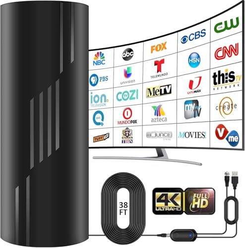 2700+ Miles Range TV Antenna, 2025 Strongest Digital TV Antenna Indoor/Outdoor with Amplifier Signal Booster, HDTV Antennas for Local Channels for Smart and Old TVs-38ft Coax Cable-Support 8K 4K 1080p