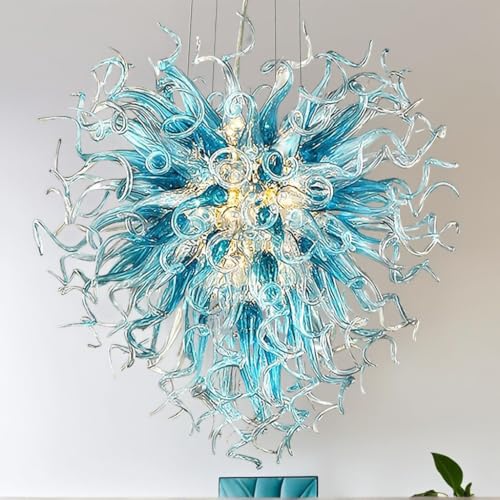 Contemporary Chandeliers Modern Hand Blown Glass Art Chandelier, Hanging Pendant Ceiling Light Fixture for Kitchen, Bedroom, Dining Room, Hotel, Living Room, Home Decortion; Customizable Size& Color