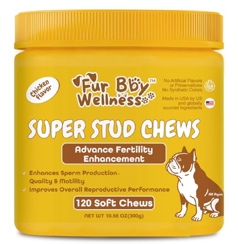 Fur Bby Wellness Reproductive Health & Fertility Support Chews for Dogs - Boosts Sperm Motility, Testosterone & Breeding Performance - Natural Fertility Aid with L-Carnitine & Vitamins - 90 Soft Chews