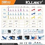 Kuject Ultimate Heat Shrink Wire Connectors, 1500PCS Waterproof Electrical Spade Connectors kit, Insulated Crimp Ring Fork Spade Terminal T-Tap Solder Butt Splice Connectors for Marine Boat Truck