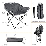 Suntime Sofa Chair, Oversize Padded Moon Leisure Portable Stable Comfortable Folding Chair for Camping, Hiking, Carry Bag(Grey 2 Pack)