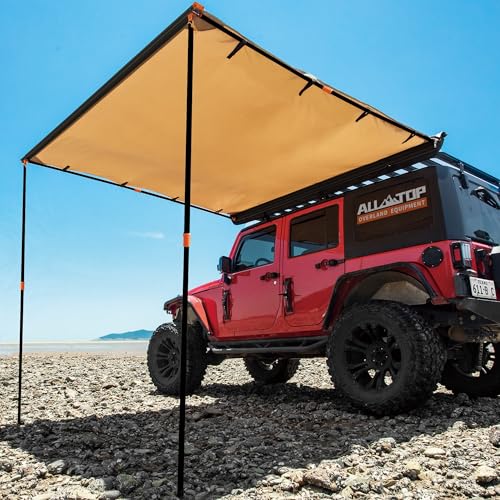 ALL-TOP Vehicle Awning 6.6'x8.2' Roof Rack Pull-Out Sun Shade UV50+, Weatherproof 4x4 Side Awning for Camping & Overland (Hardware Included)