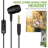 ZAMZAM Pro Mono Earbud Hands-Free Compatible with Xiaomi Redmi A2 with Built-in Microphone and Crisp Clear Safe Audio! (3.5mm / 3.5ft Length Cable)