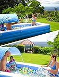 Large Inflatable Swimming Pool with Canopy, 150” x 70” x 20” Full-Sized Inflatable Pool for Kids & Adults, Kiddie Pool with Sun Shade, Blow Up Pool for Backyard, Garden, Age 3+, Blue