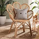 bali & pari Eliava Modern Natural Rattan Flower Accent Chair in Brown