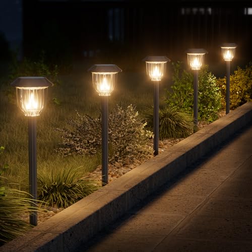 SUPER BRIGHT 10 Pack Solar Lights Outdoor IP65 Waterproof,HIGH-POWER LED Solar lights for Outside,Landscape Lighting,Garden Decorative for Yard,Patio,Landscape,Pathway,Sidewalk,Driveway,Lawn (Warm)