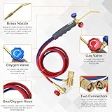 Brass Welding Torch Compatible with MAPP and Oxygen - Soldering, Welding, Heating, Plumbing Micro Mini Propane Torch with Brazing, Sparker, and Protection Glass