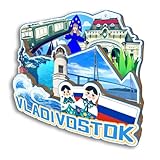 Quwsne Refrigerator Magnet Vladivostok Russia Fridge Magnet City Travel Souvenirs Tourist Gifts 3D Classic Landmarks Handmade Crafts Home Decoration -2525