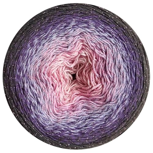 YarnArt Flowers Moonlight Glitter Cotton Yarn, Weight 9.17oz Length 1093 Yards Rainbow Crochet, Metallic Lurex Handknit Shiny, Silvery Cake, Multicolor Cotton,Rainbow Crochet (3276)