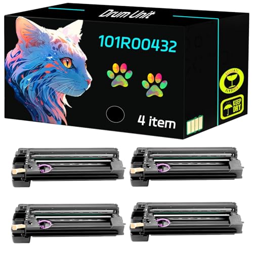 High Yield 101R00432 Drum Unit Compatible for Xerox WorkCentre 5016 5020 Printers, Print Clearly (4 Pack Black)