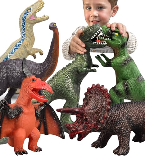 Gzsbaby 6 Piece Jumbo Dinosaur Toys for Kids and Toddlers, Dinosaur Toys for Kids 3-5, Large Soft Dinosaur Toys for Dinosaur Lovers - Perfect Dinosaur Party Favors, Birthday Gifts