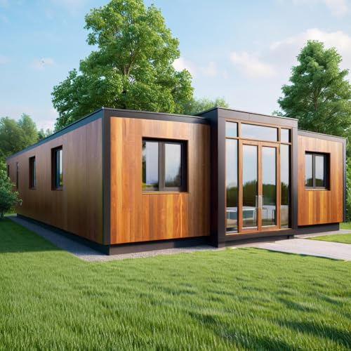 3 Bedroom 2 Bathroom Tiny House Prefab Modular Home Kit Fully Built Portable Folding House to Live in, Container Home with Living Area and Full Bathrooms for Families or Off-Grid Living