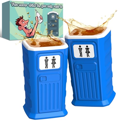 JODUY Funny Porta Potty Shot Glasses: White Elephant Gag Fun Novelty Yankee Party Exchange Gifts for Adults Men - Secret Dirty Santa Christmas Stocking Stuffers Ideas for Dad Husband Coworker Brother