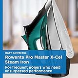 Rowenta, Iron, Pro Master Stainless Steel Soleplate Steam Iron for Clothes, 210 g/min, 400 Microsteam Holes, 1775 Watts, Auto-Off, Ironing, Green Clothes Iron, DW8360