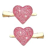 NVENF Valentine’s Day Heart Hair Clips for Women Rhinestone Glitter Enamel Heart Hairpins Sweet Lovely Heart Hair Barrettes Styling Hair Accessory Valentines Gift (Pink Rhinestone Heart)