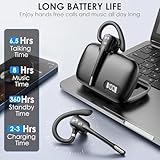 Bluetooth Headset, Wireless Bluetooth Earpiece with Dual-Mic & Noise Canceling, Single Ear Headset with Mute for Business, Remote Work, V5.3 Hand-Free headset for iOS Android Cell Phone (Black+Dongle)