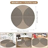 Lahome Modern Rainbow Round Rug, 6ft Easy Jute Circle Patio Rug Washable Indoor Outdoor Living Room Carpet, Farmhouse Natural Contemporary Round Carpet for Entryway Backyard