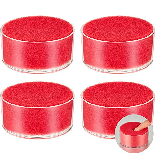 Outus 4 Pieces Sponge Cup Moistener Finger Wet Paper Plastic Round humidifier Desktop Sponge Moistener, 3.1 Inches for Grip Counting Papers, Documents