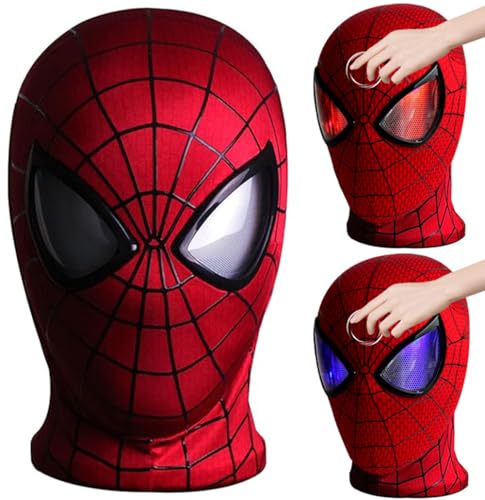 DCKENGO Spider Hero Mask Touch Control Lighting Effects, Realistic Spider Superhero Mask Costume for Cosplay (Red-Touch)