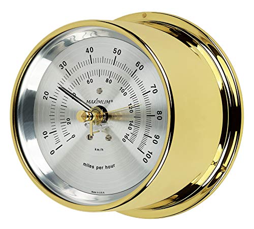 Maximum Vigilant Wind Speed Analog Instrument - Brass Case, Silver Dial