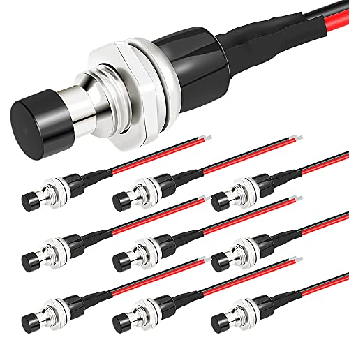DaierTek Mini Momentary Push Button Switch 1A 250VAC Small Pushbutton Switch Normal Open (NO) Pre-Wired Contact Switch SPST Switch 2 Pin Black -10Pack