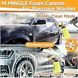 M MINGLE High Pressure Washer Gun with Foam Cannon, Foam Cannon Dual Connector Accessory, Car Wash Foam Gun Kit 1/4 Inch Quick Connector, 5 Pressure Washer Nozzle Tips